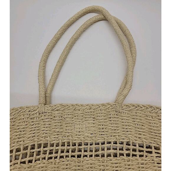 J.CREW Marseille 100% Paper Straw Open Weave Unstructured Market Tote Bag Beach - Picture 9 of 16